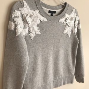 J. Crew Floral Appliqué Sweater Top Sz XXS